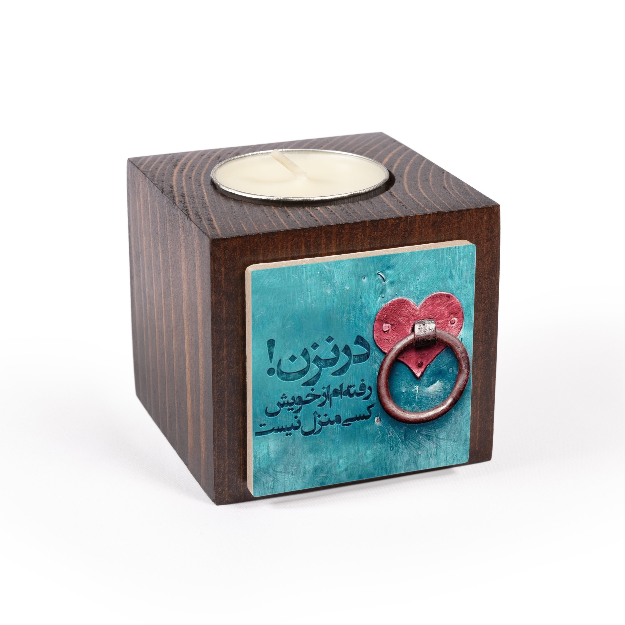جاشمعی چوبی بیندو طرح شعر دستگیره قلب مدل JSHBD158