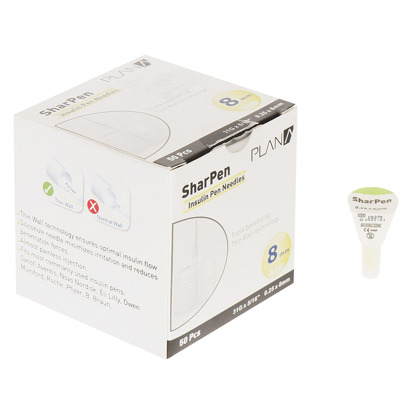 سوزن قلم انسولین شارپن 50 عددی سایز 8 میلیمتر سوزن قلم انسولین شارپن 50 عددی سایز 8 میلیمتر