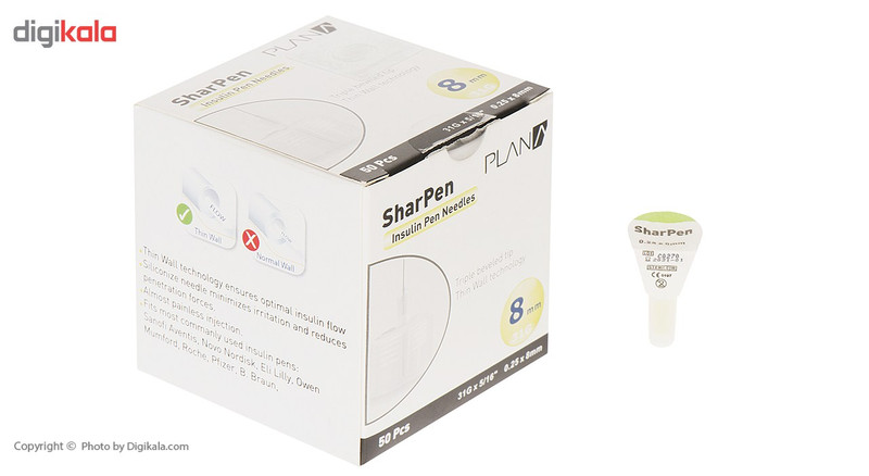 سوزن قلم انسولین شارپن 50 عددی سایز 8 میلی‌متر