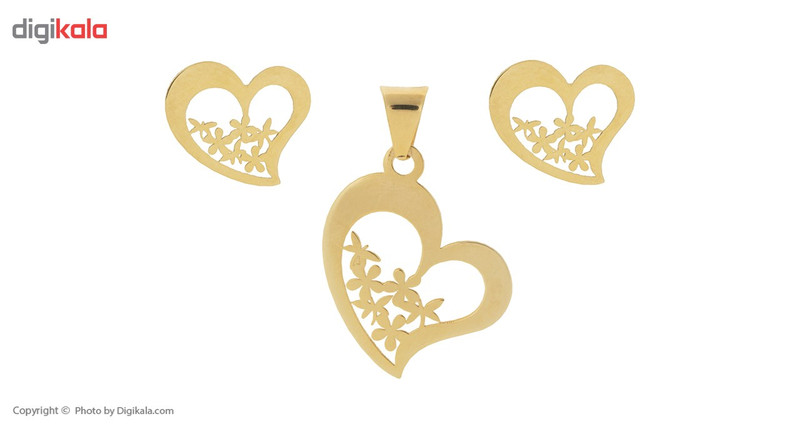 نیم ست طلا 18 عیار ماهک مدل MS0184 طرح قلب و سنجاقک