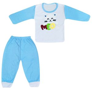 نقد و بررسی ست تی شرت آستین بلند و شلوار نوزادی مدل Meow کد Ab2 رنگ آبی توسط خریداران