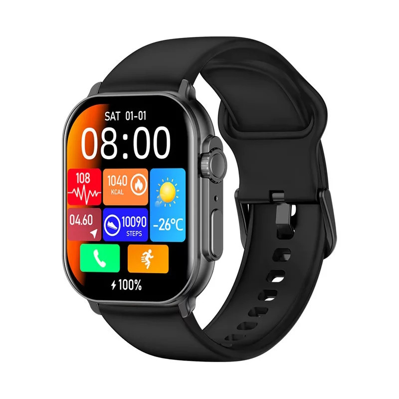 ساعت هوشمند ایمیکی مدل MAH SIGNAL 46 SF1E  دارای قابلیت های کنترل موسیقی، شمارنده ضربان قلب، گام شمار، قابلیت مکالمه از طریق بلوتوث، پشتیبانی از زبان فارسی، بند سیلیکون