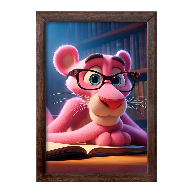 تابلو خندالو طرح پلنگ صورتی کد F6254