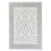 فرش ماشینی 1200 شانه زمینه کرم حاشیه نسکافه ای مدل افشان کلاسیک طرح دستبافت کد 300102