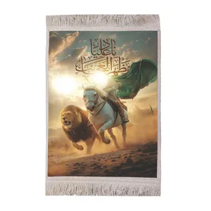 تابلو فرش ماشینی مدل طرح مذهبی امام علی (ع) و شیر کد FR 130