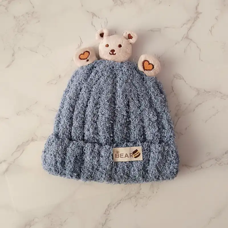 کلاه بافتنی بچگانه مدل عروسک دار کد 002