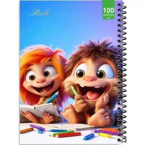 دفتر نقاشی 100 برگ بله طرح فانتزی پسرانه بچه های نخستین کد A4-N14