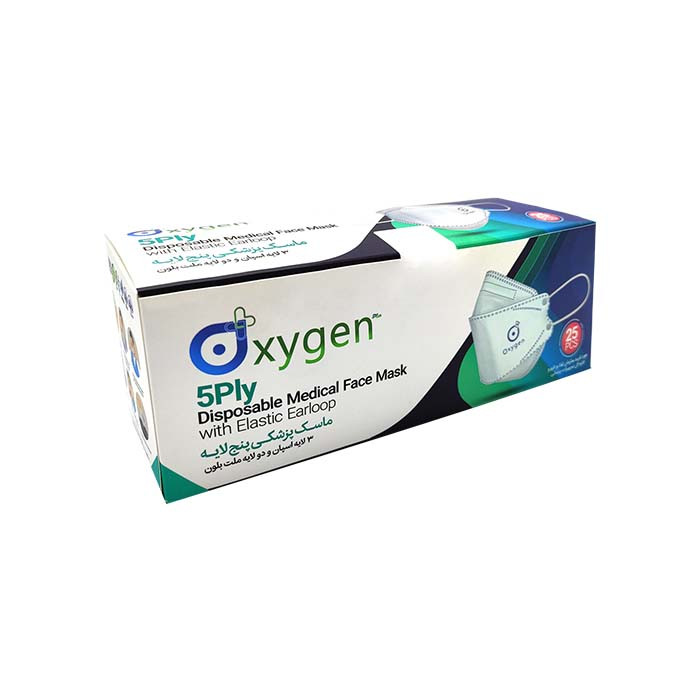 ماسک تنفسی اکسیژن پلاس مدل سه بعدی بسته 25 عددی