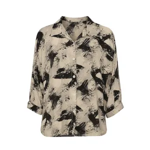 شومیز آستین بلند یقه انگلیسی زنانه مدل ابر و باد نخی