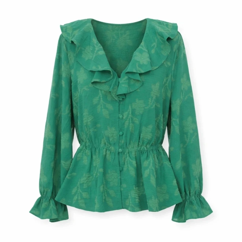 شومیز آستین بلند یقه برگردان زنانه تی یو مدل TT 21427134