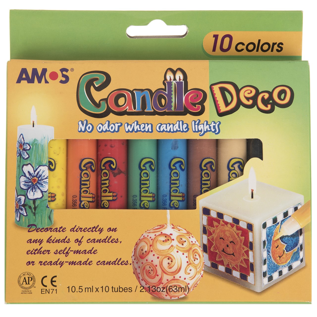 رنگ تزیین شمع 10 رنگ آموس مدل Candle Deco