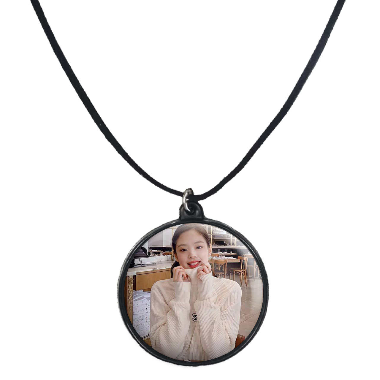 گردنبند پرمانه طرح بلک پینک کد pmb.6746 مدل دو طرفه