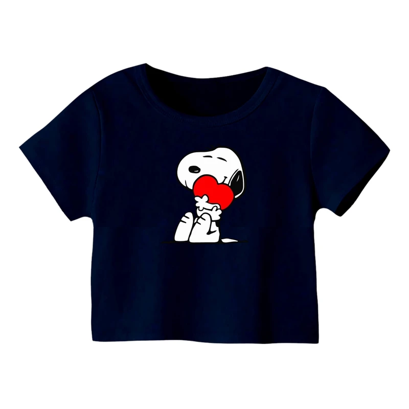 کراپ‌ تی‌شرت آستین کوتاه زنانه مدل اسنوپی کد 20