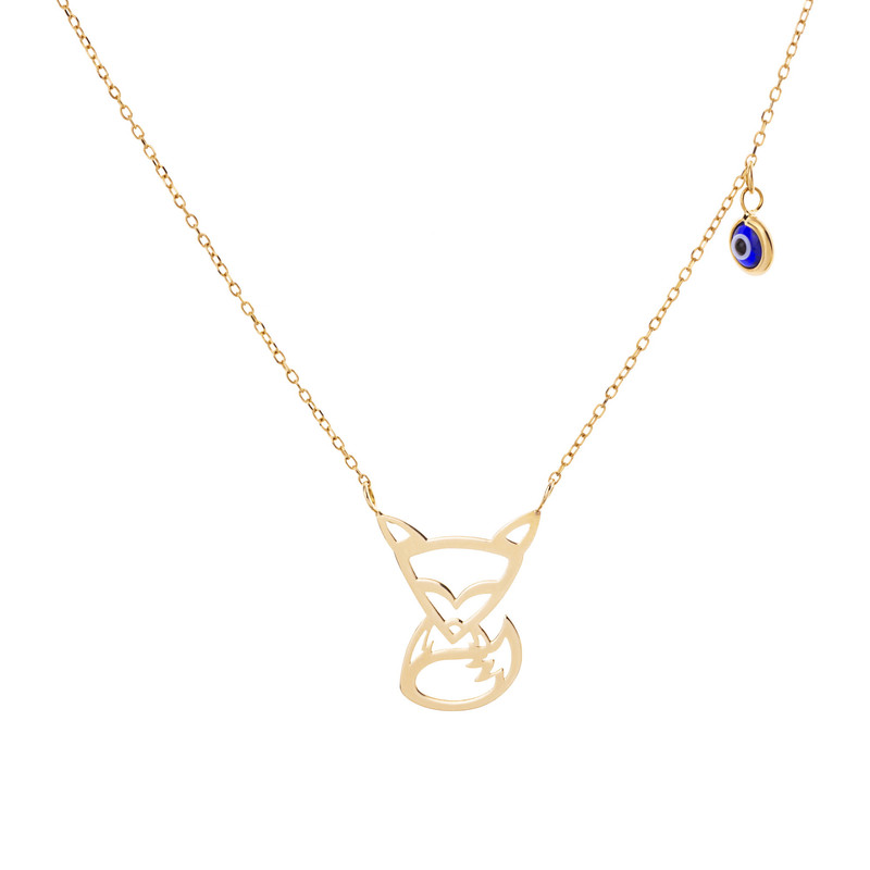 گردنبند طلا 18 عیار دخترانه گالری شیدا مجد مدل روباه و چشم نظر