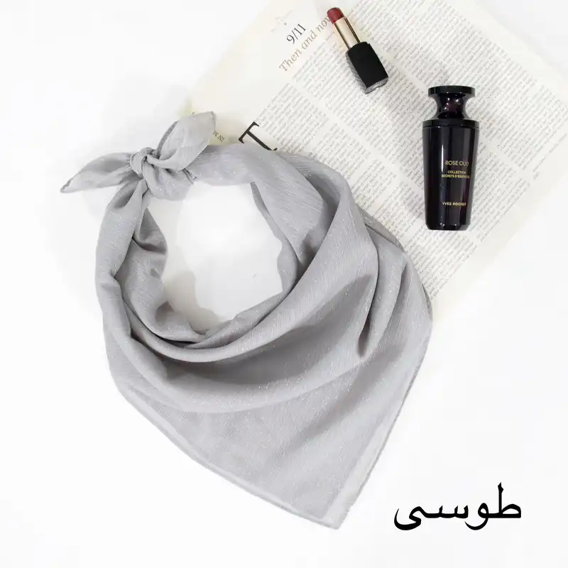 دستمال سر و گردن زنانه مدل مینی حریر لمه دار ساده کد ana-2417