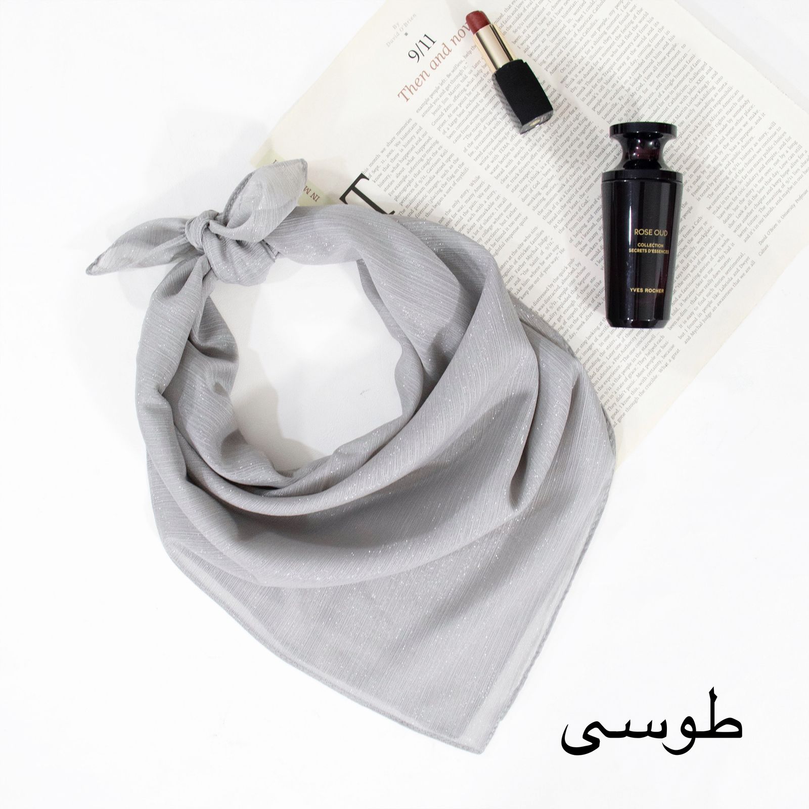 دستمال سر و گردن زنانه مدل مینی حریر لمه دار ساده کد ana-2417 -  - 3