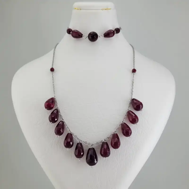 نیم ست زنانه مدل سنگ عقیق یاقوتی کد 800