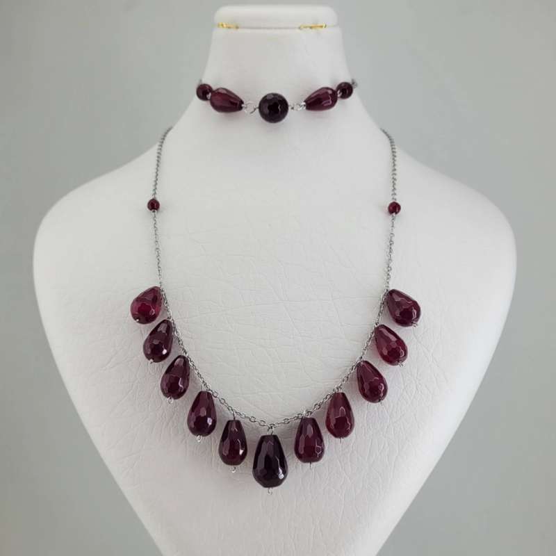 نیم ست زنانه مدل سنگ عقیق یاقوتی کد 800