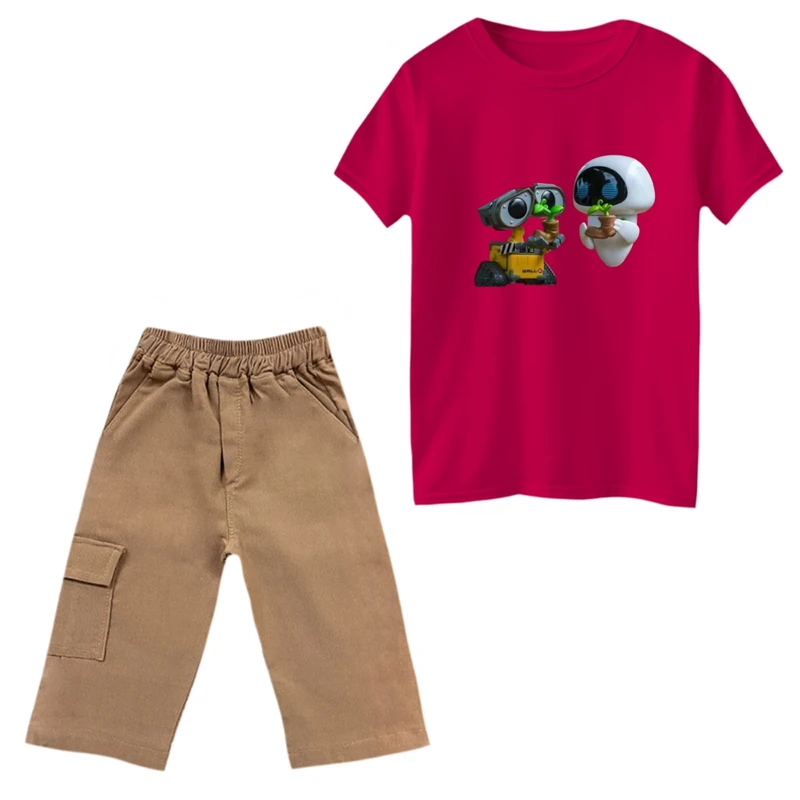 ست تی‌شرت و شلوارک پسرانه مدل والی و ربات