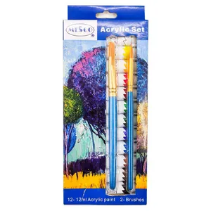 رنگ اکریلیک میسکو مدل 12+2 حجم 12 ml بسته 12 عددی