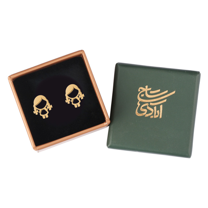 گوشواره میخی طلا 18 عیار زنانه گالری تاج آبادی مدل دختر بچه کد T-35 - 3