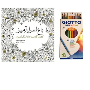 مداد رنگی 12 رنگ جیوتو مدل مستطیلی به همراه دفتر