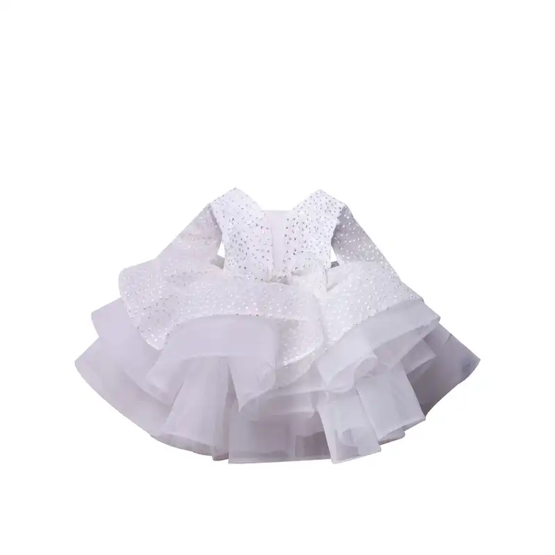 پیراهن دخترانه مدل مجلسی پفی رنگ سفید