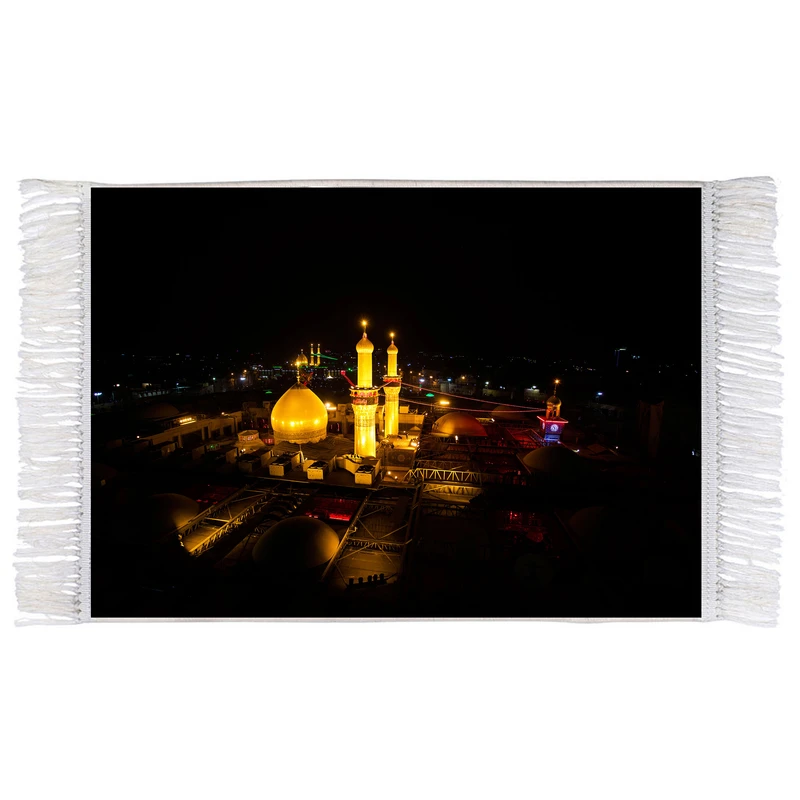 فرش ماشینی دیوارکوب اطلس آبی طرح حرم امام حسین مدل T2404