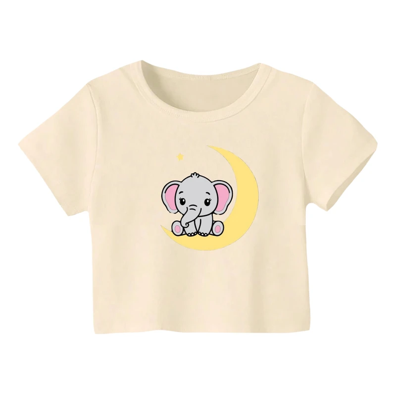 کراپ‌ تی‌شرت آستین کوتاه زنانه مدل فیل کد 3