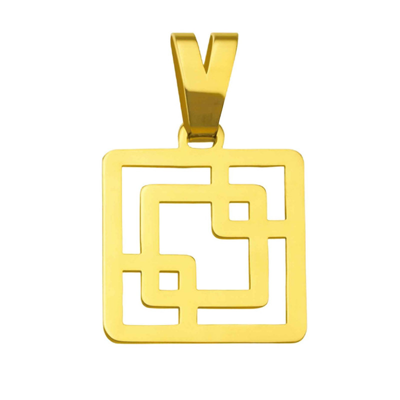 آویز گردنبند طلا 18 عیار زنانه گالری صادقی طرح مربع مینیمال