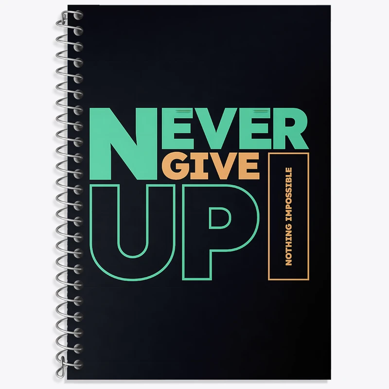 دفتر زبان 50 برگ خندالو مدل دو خط طرح Never Give Up کد N4017