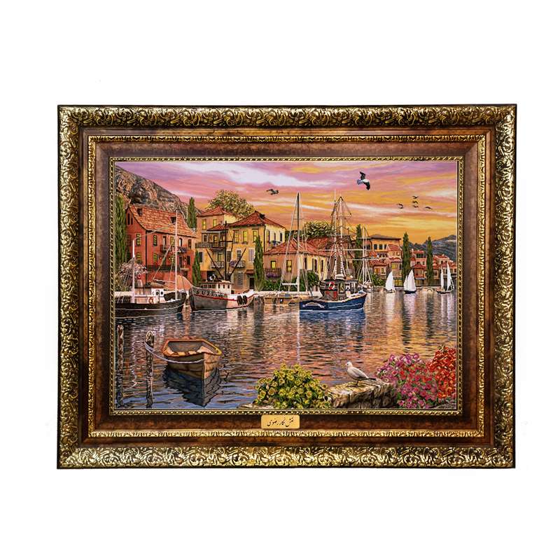 تابلو فرش ماشینی نقش نگار رضوی طرح ونیز کد 1863H