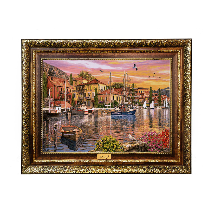 تابلو فرش ماشینی نقش نگار رضوی طرح ونیز کد 1863H