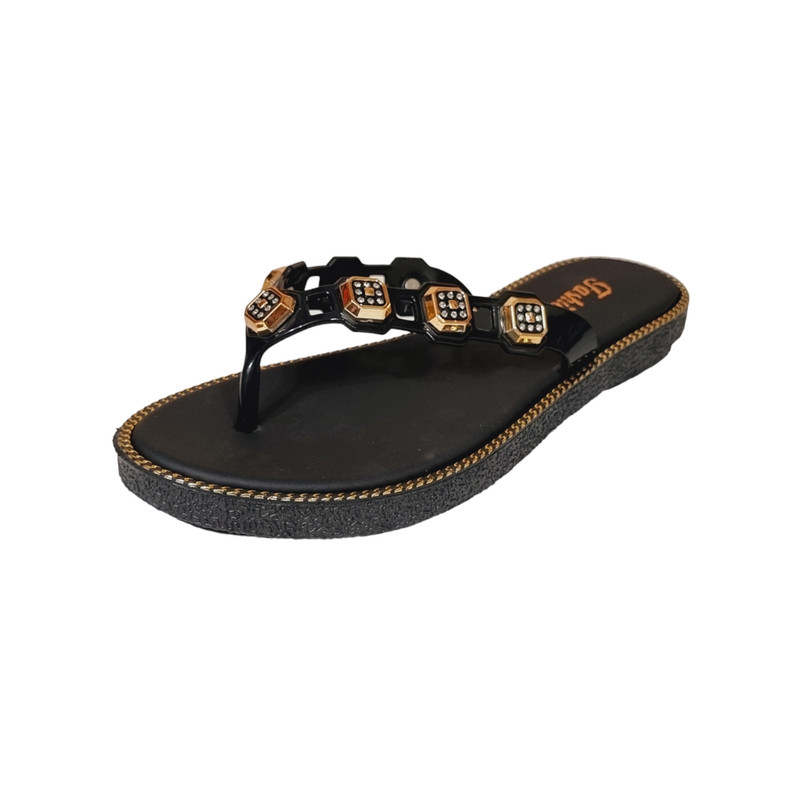 دمپایی لاانگشتی زنانه مدل نگینی زمرد کد BK-007