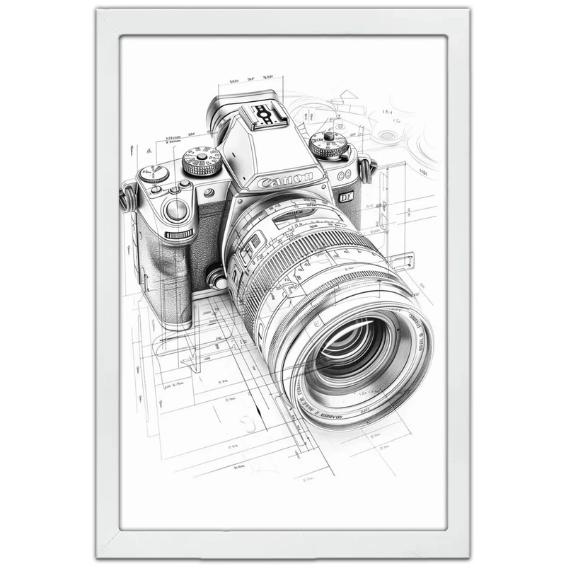 تابلو بکلیت طرح دوربین کانن Camera Canon مدل W-po1619 فریم سفید