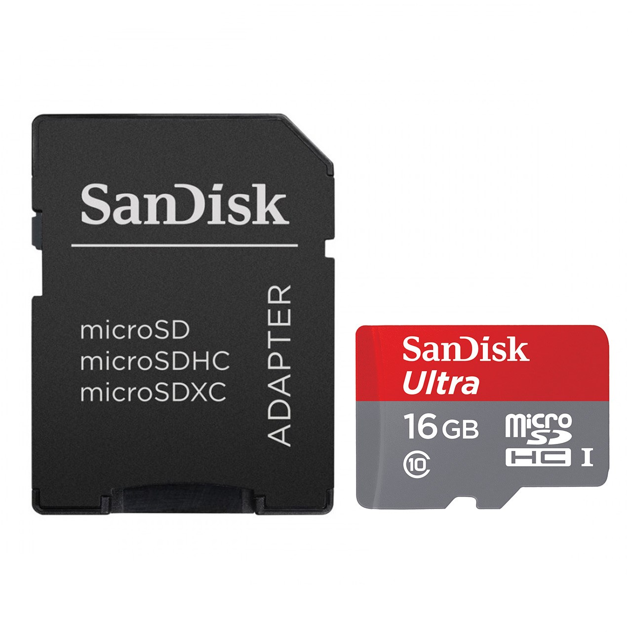 کارت حافظه microSDHC سن دیسک مدل Ultra کلاس 10 استاندارد UHS-I U1 سرعت 80MBps همراه با آداپتور ظرفیت 16 گیگابایت