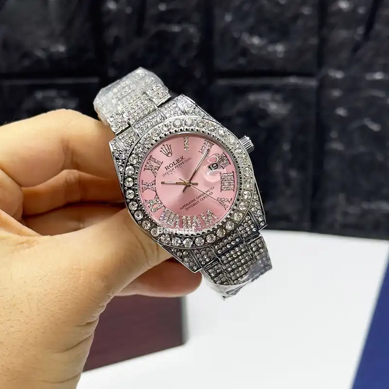 ساعت مچی عقربه ای رولکس مدل دیت جاست فول نگین استون 3