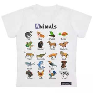 تی شرت آستین کوتاه پسرانه 27 مدل Learning English Animals FULL کد MH1598