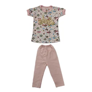 ست تی شرت و شلوارک دخترانه مدل پولکی