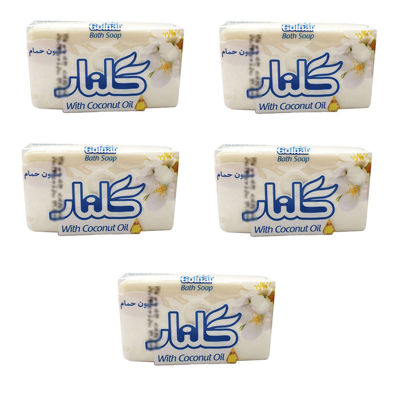 صابون شستشو مرطوب‌کننده بدن گلنار مدل YBX  مناسب برای پوست معمولی وزن 130 گرم بسته 5 عددی