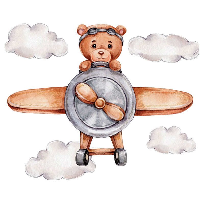 استیکر دیواری کودک گراسیپا مدل خرس خلبان کد tb02