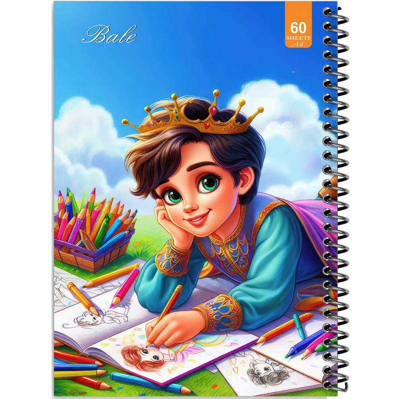 دفتر نقاشی 60 برگ انتشارات بله طرح فانتزی پسر نقاش کد A4-O90