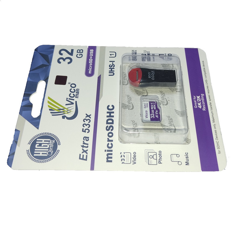 کارت حافظه microSDHC ویکو من مدل Extre533X کلاس 10 استاندارد UHS-I U1 سرعت 80MBps ظرفیت 32گیگابایت همراه کارت خوان