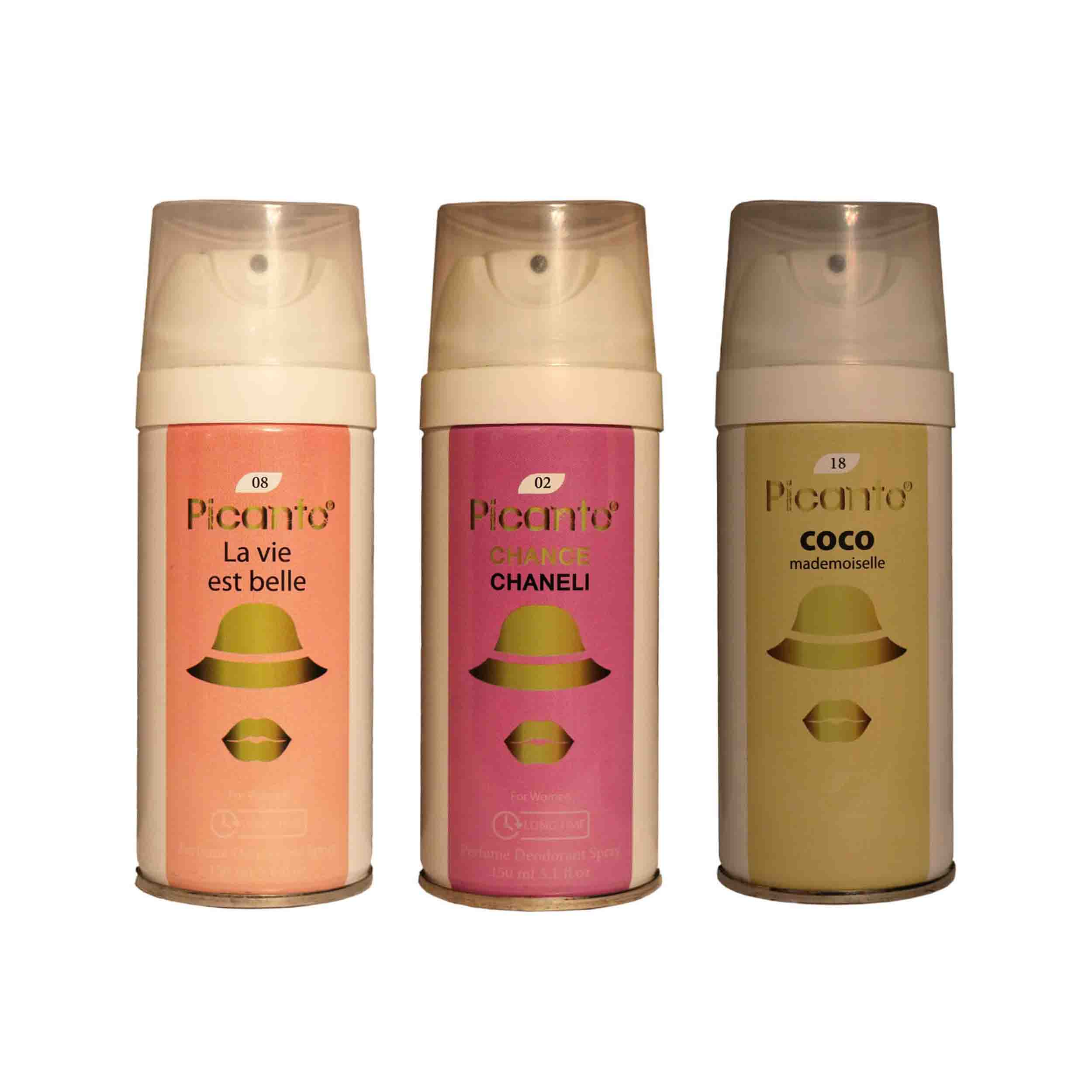 اسپری خوشبو کننده بدن زنانه پیکانتو مدل pw17  حجم 150 میلی لیتر مجموعه 3 عددی