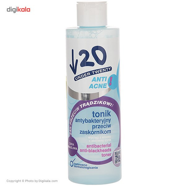 تونر پاک کننده پوست آندر 20 سری Anti Acne مدل Sensitive Skin حجم 200 میلی لیتر