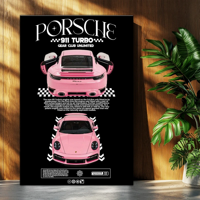 تابلو شاسی بکلیت طرح ماشین و خودرو پورشه PORSCHE 911 TURBO مدل T-po1565