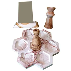 مجموعه ظروف هفت سین ۴ پارچه مدل  ماربل پتینه طرح کندو کد 63020