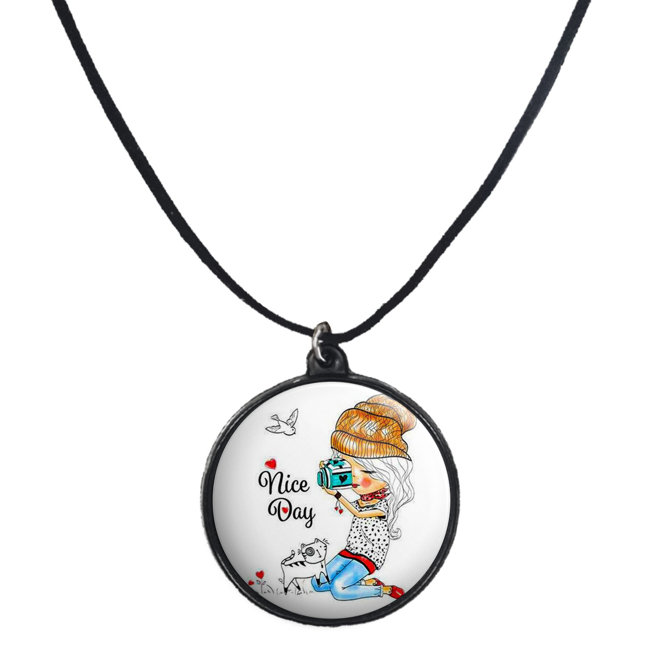 گردنبند پرمانه طرح دخترونه کد pmb.4416 مدل دو طرفه