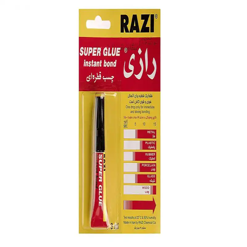 چسب قطره ای رازی مدل سوپر Glue حجم 3 میلی لیتر بسته 12 عددی