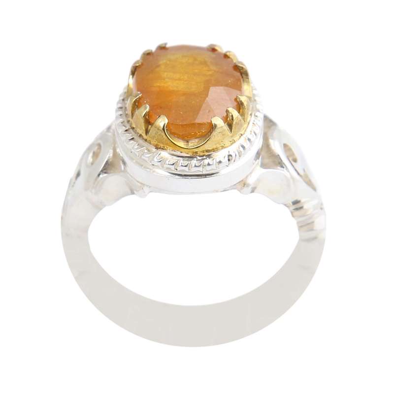 انگشتر نقره مردانه مدل سنگ سیترین رکاب دست ساز کد AM_2480